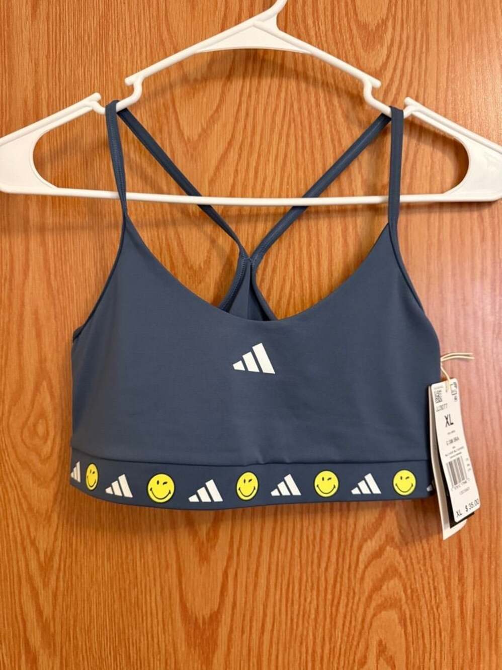 Adidas Smiley Face Graphic Sports Bra Blue Size XL